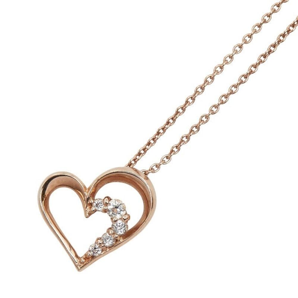 Star Jewelry Heart Motif Pendant Necklace 10K Pink